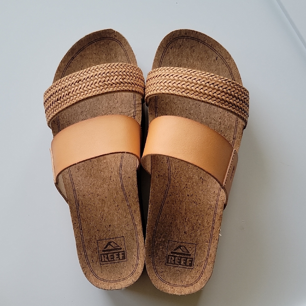 Reef Brown Cork Slide Sandals
